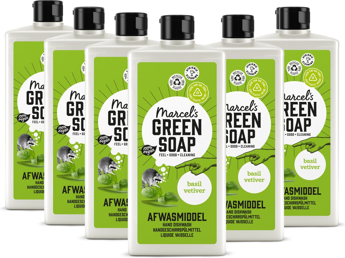 6x Marcel’s Green Soap Afwasmiddel basilicum & vertivertgras (500 ml)