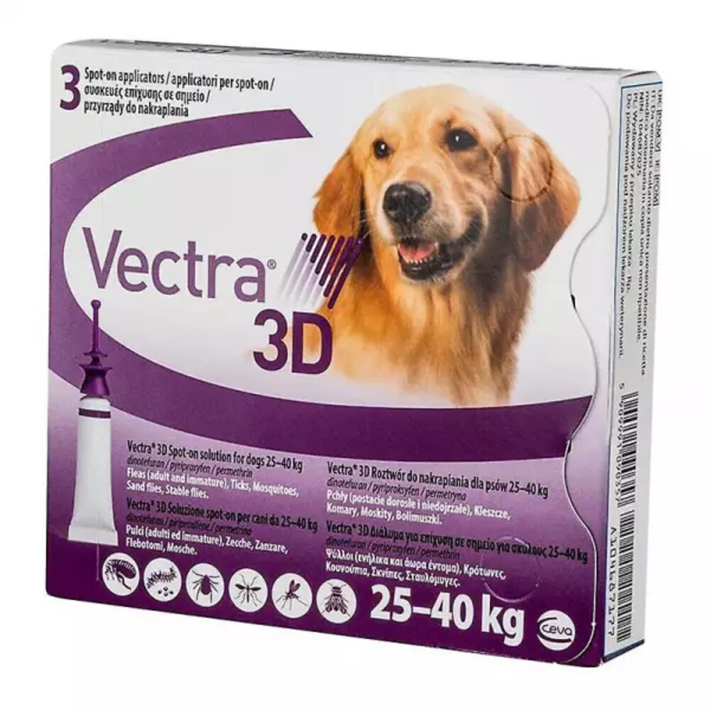 Vectra Anti-vlo & Teek 3D Hond L 25-40 kg3 stuks