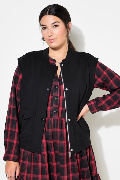 Jersey-Weste, kurzer Boxy Shape, verdeckter Zipper