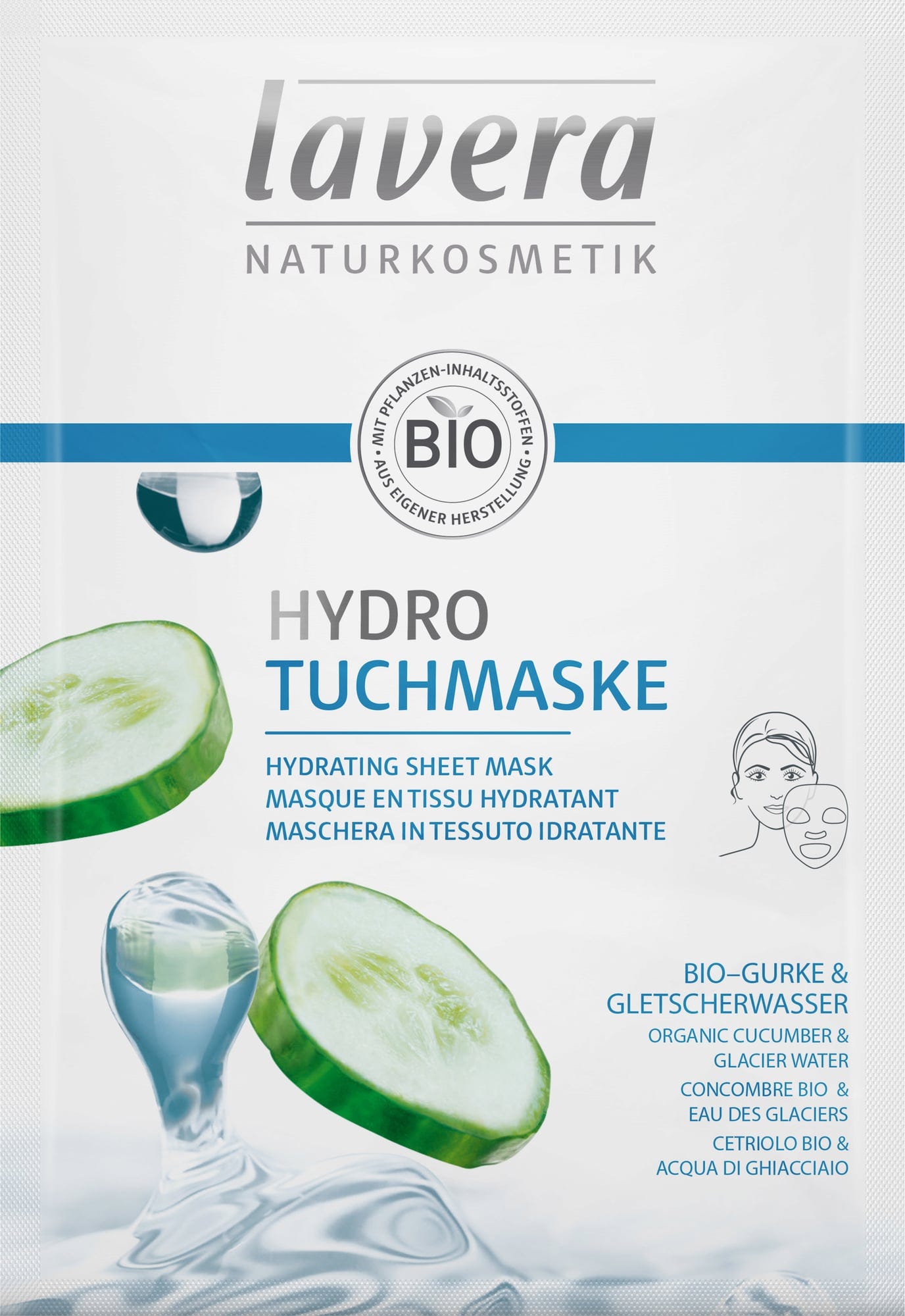 lavera  Hydro Tuchmaske Bio-Gurke & Gletscherwasser