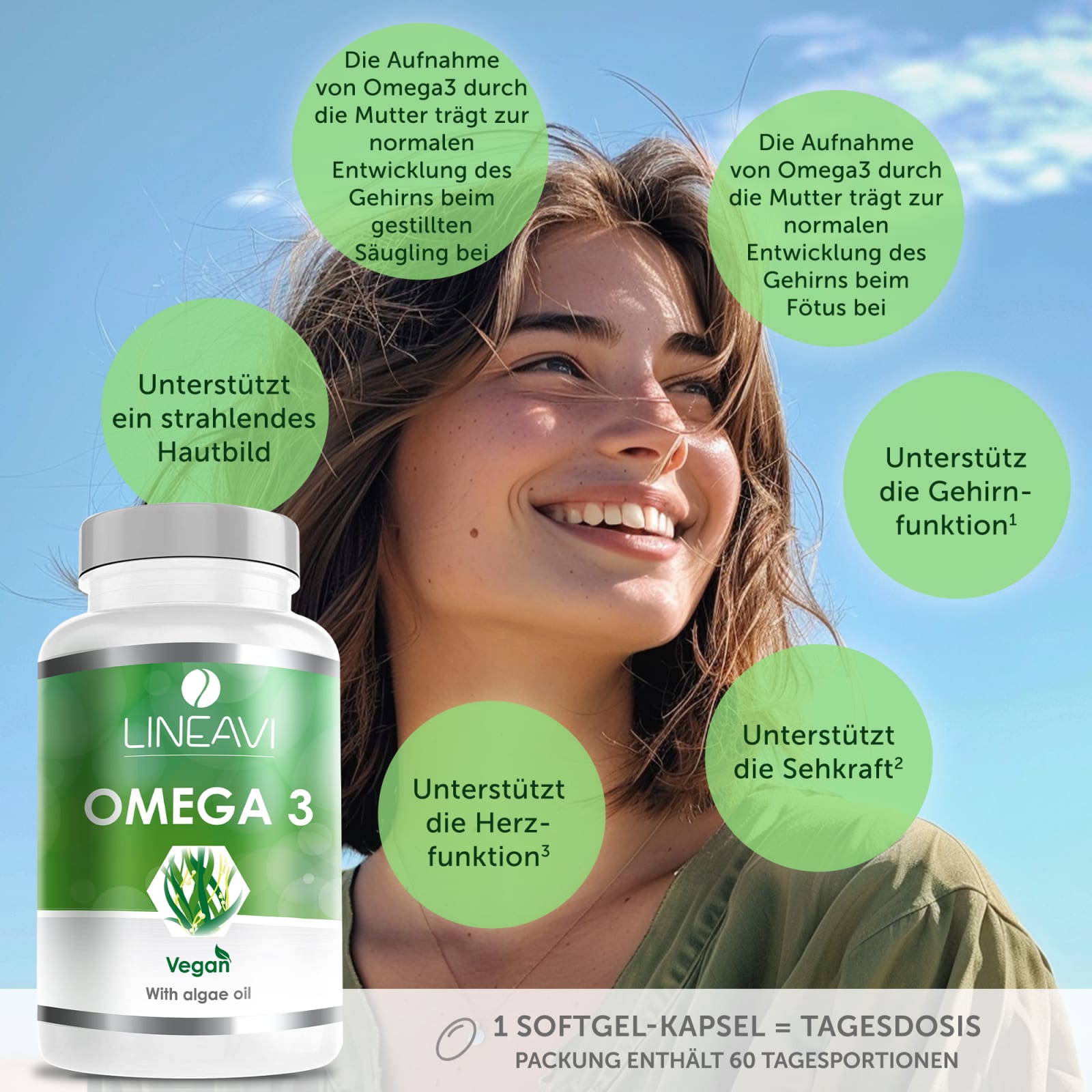 LINEAVI Omega 3 Vegan 4-Monatspackung (2x60 Kapseln)