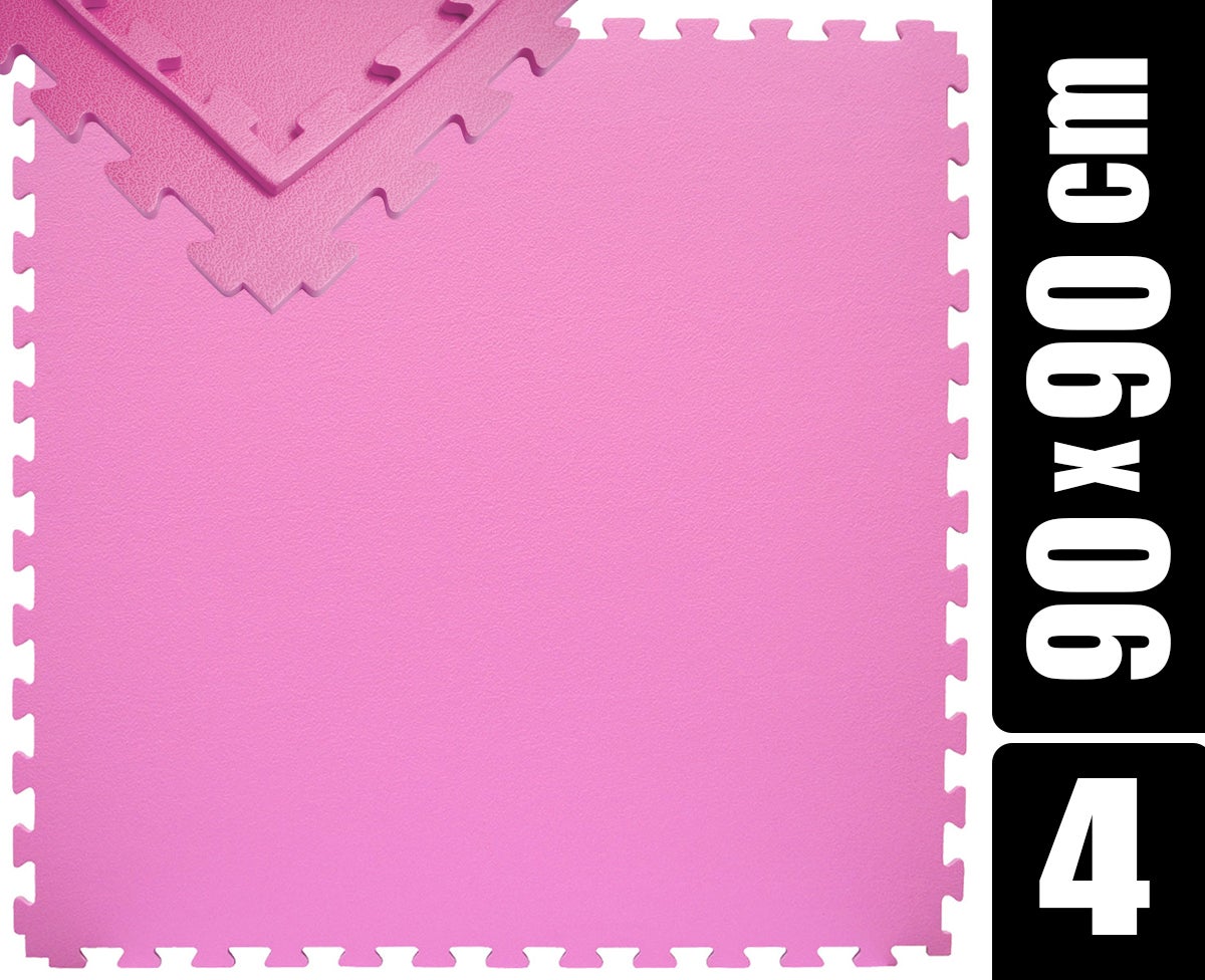 180x180 XL trainingsmat met rand - 4-delige set 90x90 vloermat roze