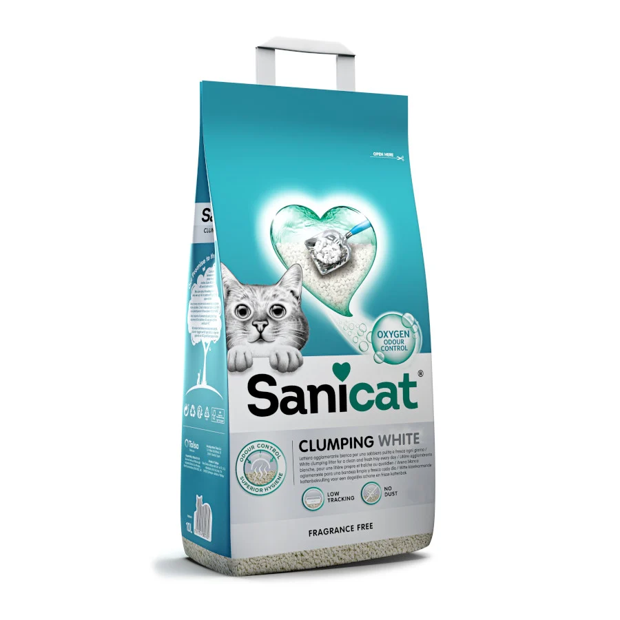 Sanicat Aglomerante Branco 6 L Areia Branca Perfumada Aglomerante para Gatos