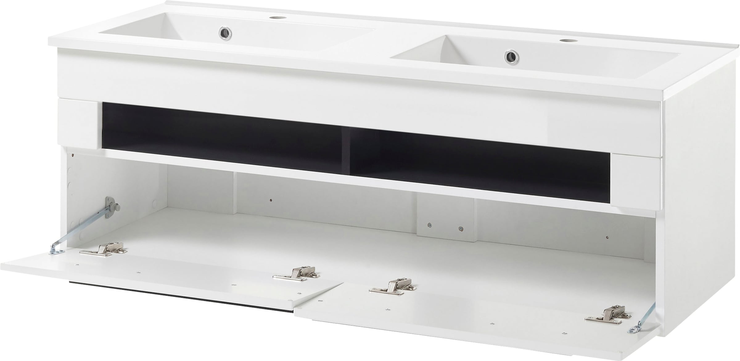 INOSIGN Waschtisch »Cantara, Waschtisch inkl. Waschbecken, modernes Design« mit schwarzen Griffen, ausreichend Stauraum