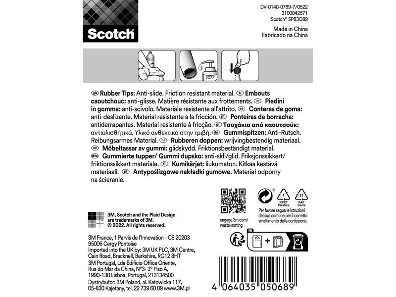 3M Stuhlbeingleiter Ø 22 mm, Schwarz, 4er Pack Robuster Antirutsch-Stuhlgleiter