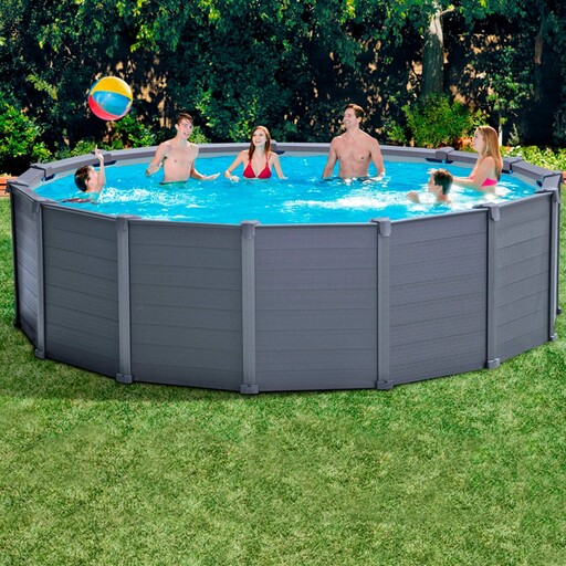 Piscina desmontável Intex com painel cinza grafite - 478x124 cm, 16.500 litros