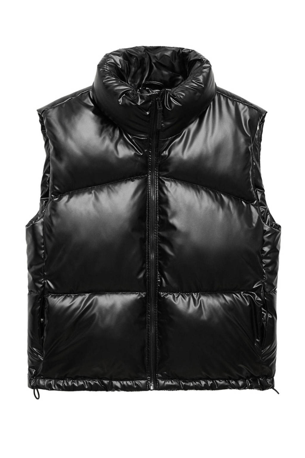 MANGO TEEN imitatieleren bodywarmer zwart