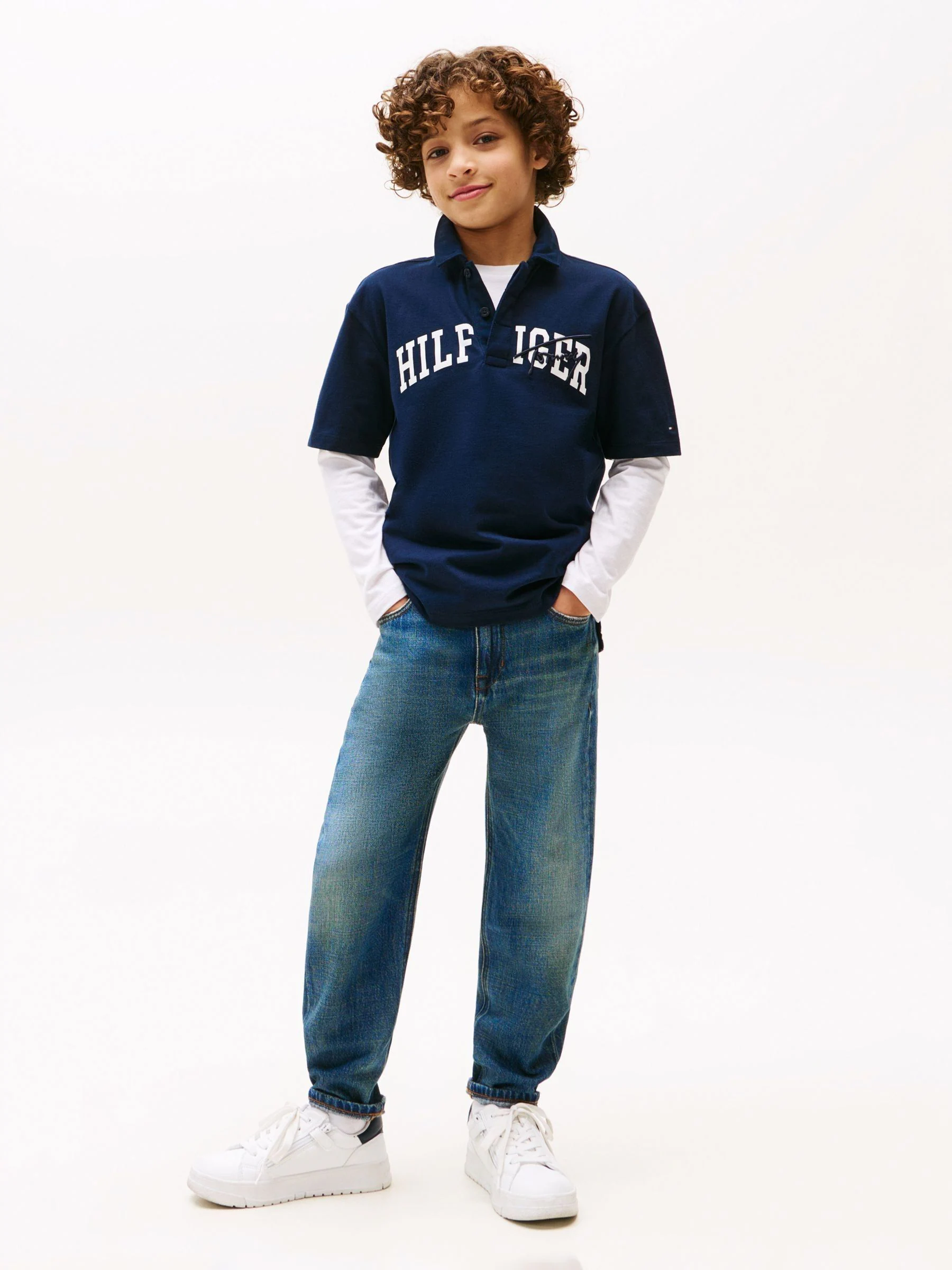 Tommy Hilfiger Logo Embroidery Faded Jeans