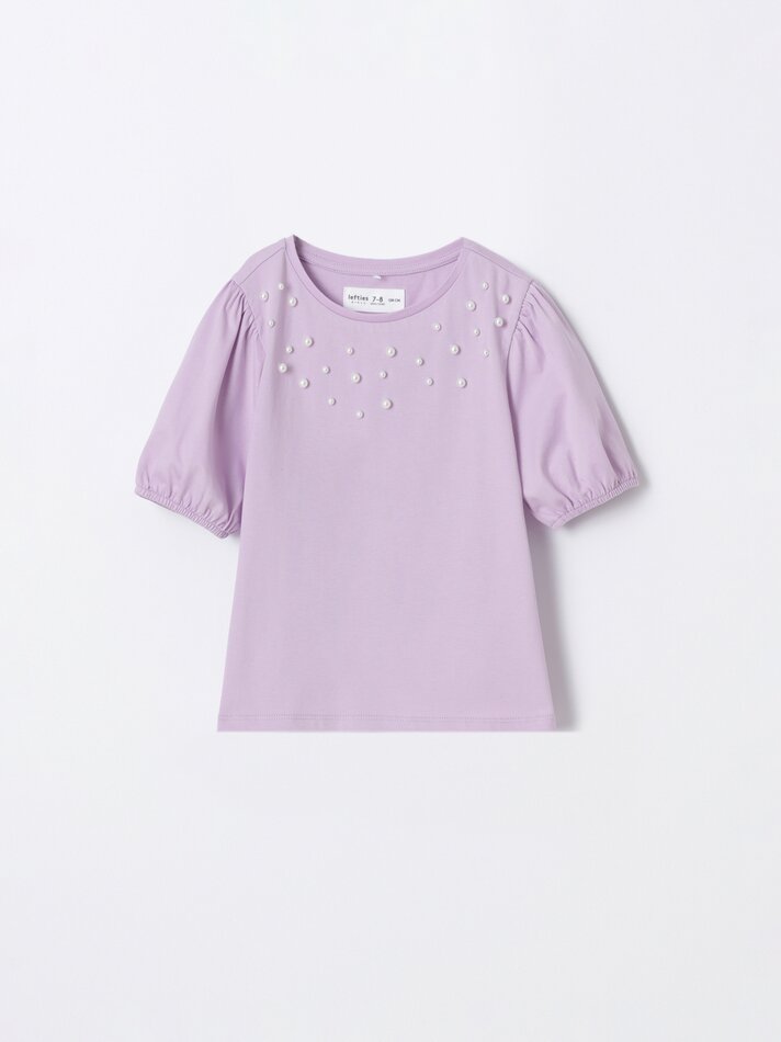 Camiseta com pérolas - Malva