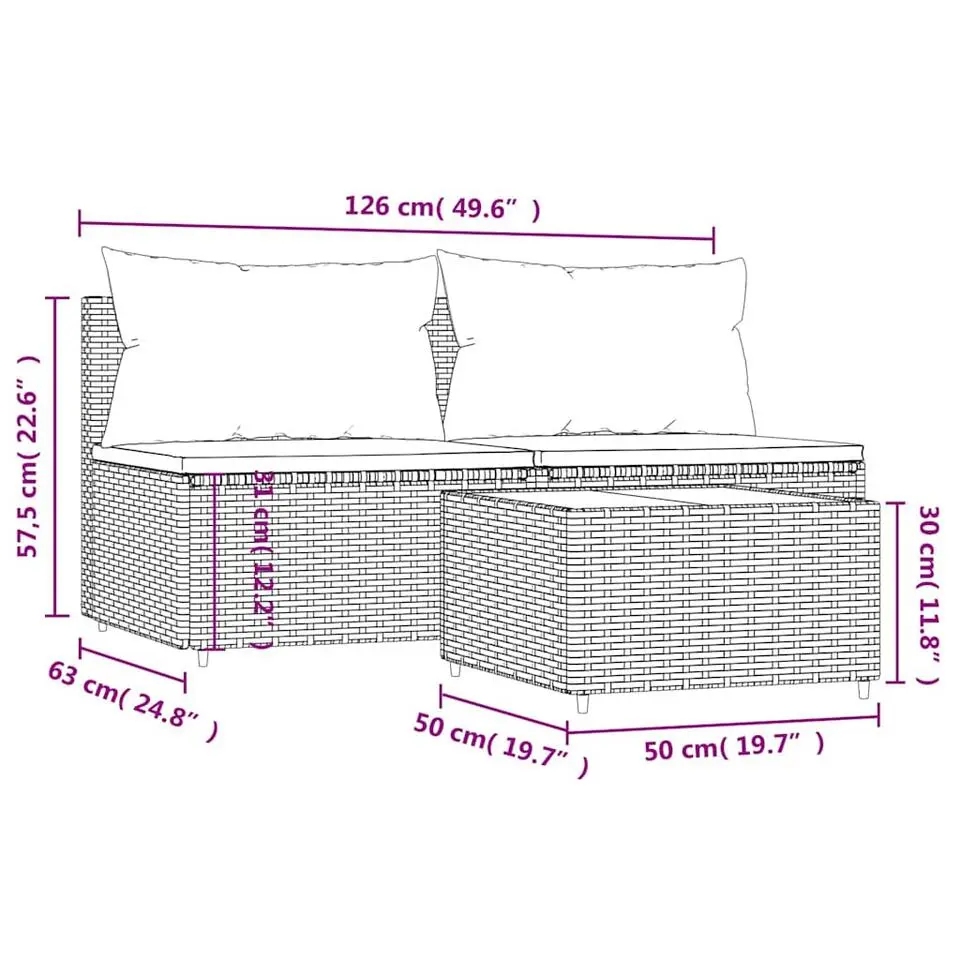 vidaXL - Loungeset - Bruin - Poly rattan