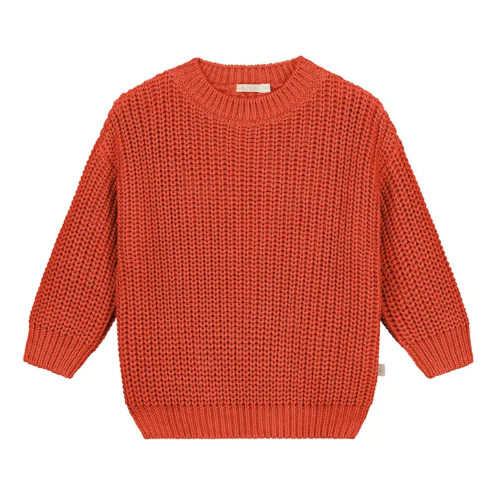 Yuki Pull Chunky Coton Bio | Orange sanguine