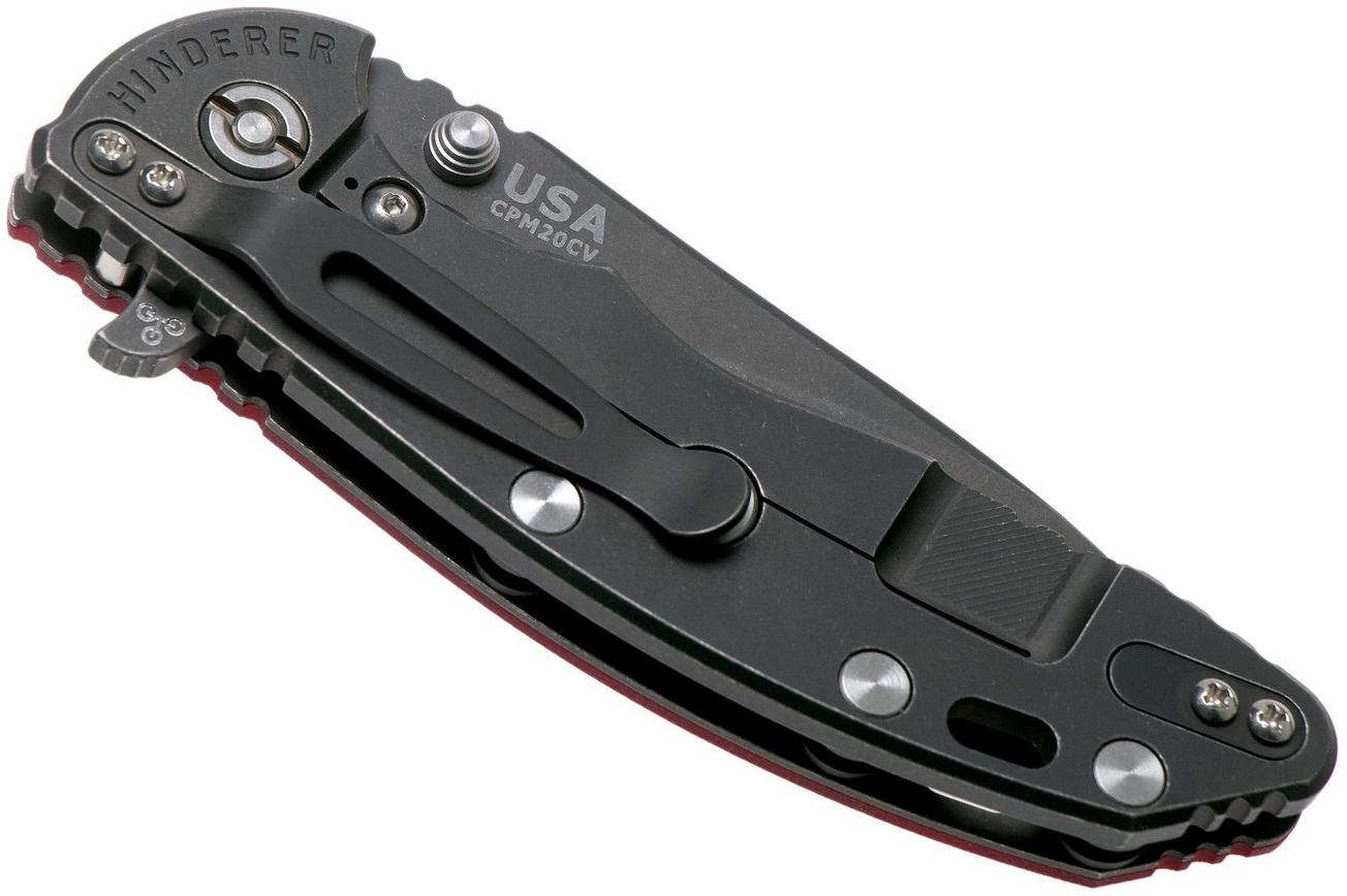 Rick Hinderer XM18 3,5” Slicer CPM 20CV Battle Black DLC, Red G10, zakmes
