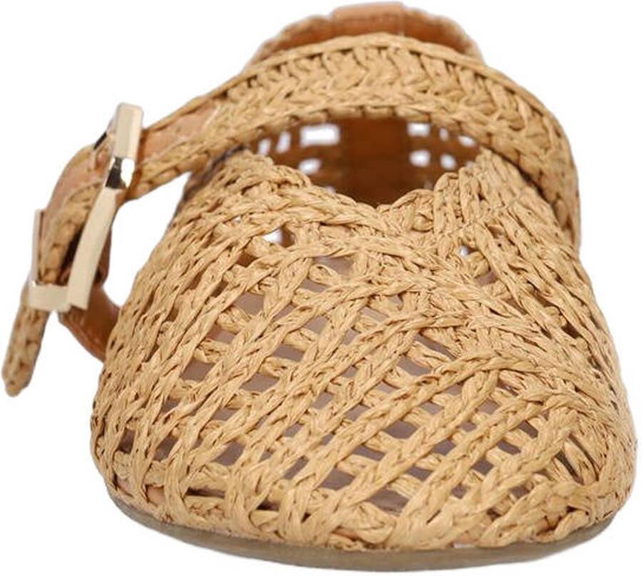 Manfield Dames Beige raffia ballerina's