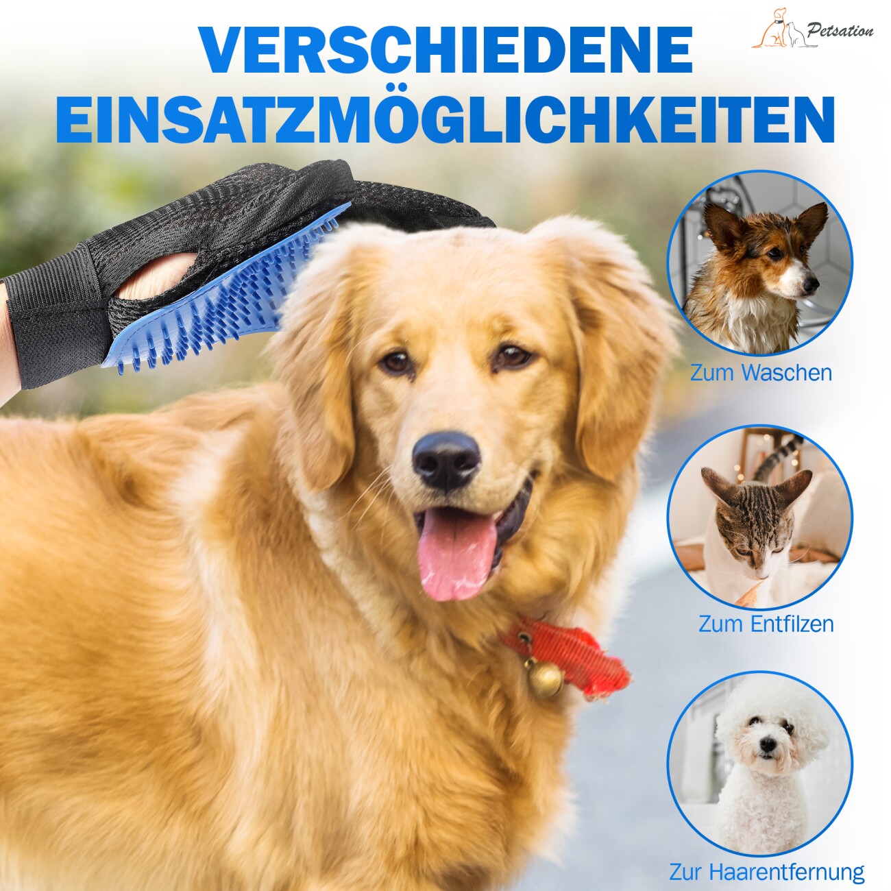 Petsation Massagehandschuh Rechts für Hund, Katze, Pferd