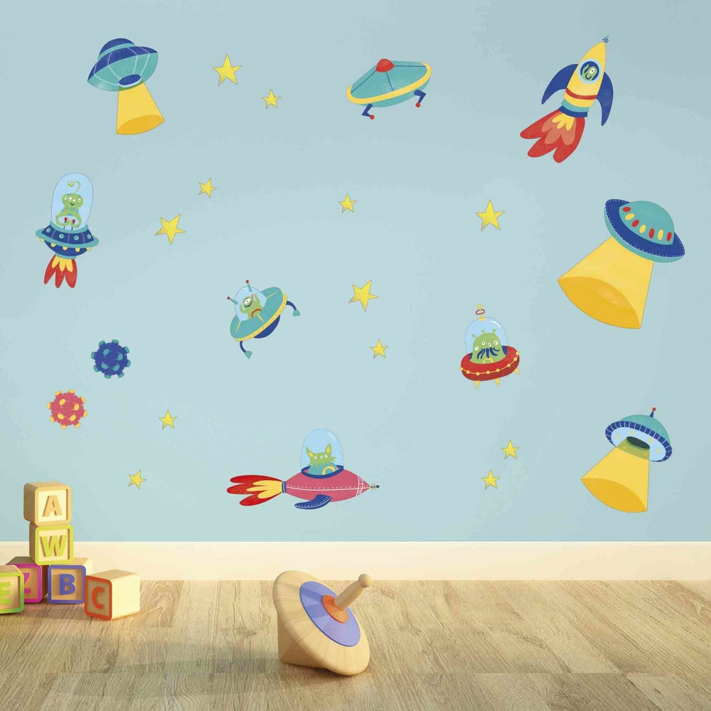 Sticker mural - vaisseaux spaciaux et martiens