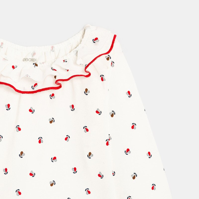 T-shirt col volanté rouge bébé fille Rouge