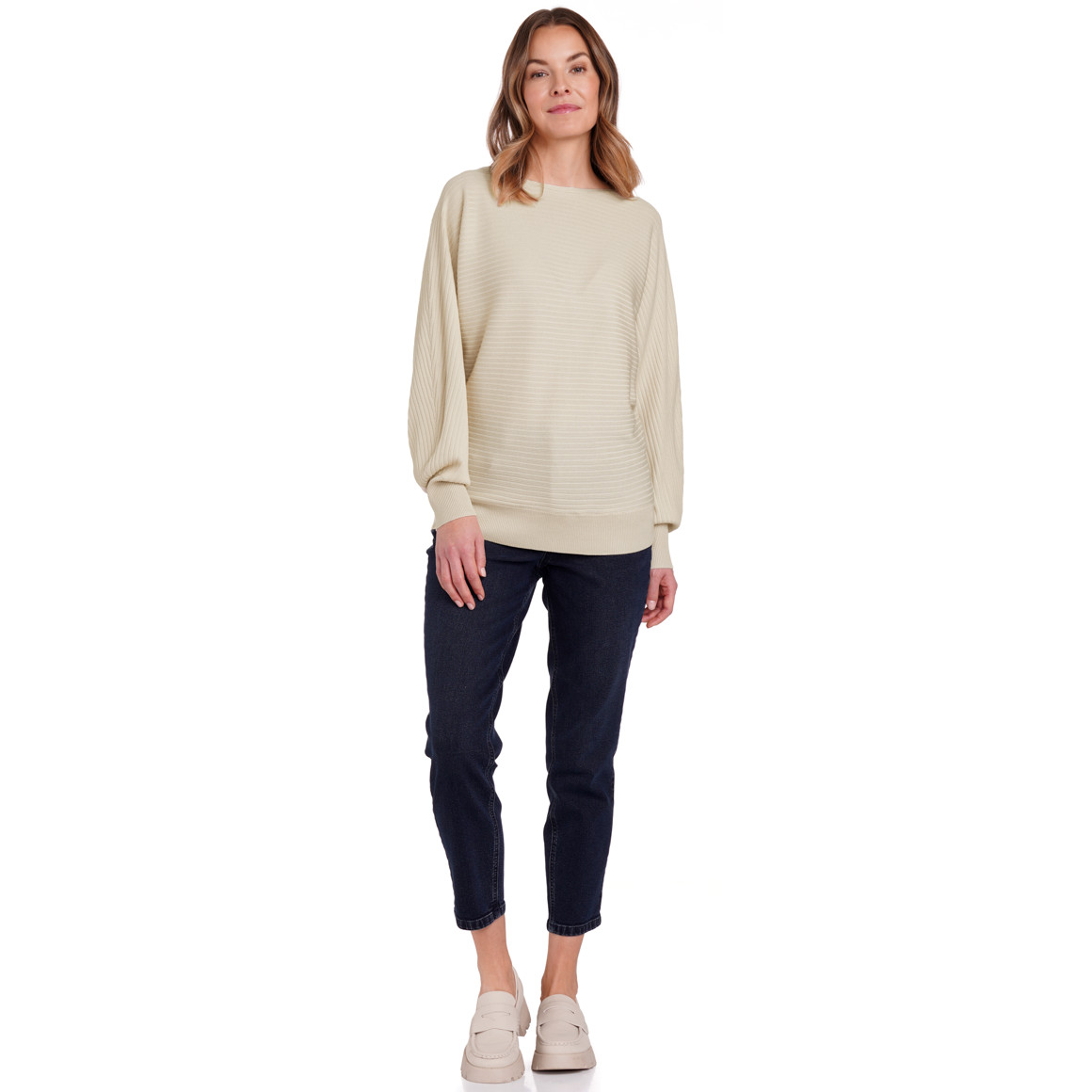 Gina Benotti Damen Strickpullover mit Fledermaus-Ärmeln beige