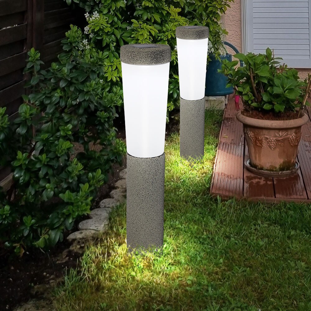 2er Set LED Solarleuchten, Steinoptik, Erdspieß, H 45,6 cm