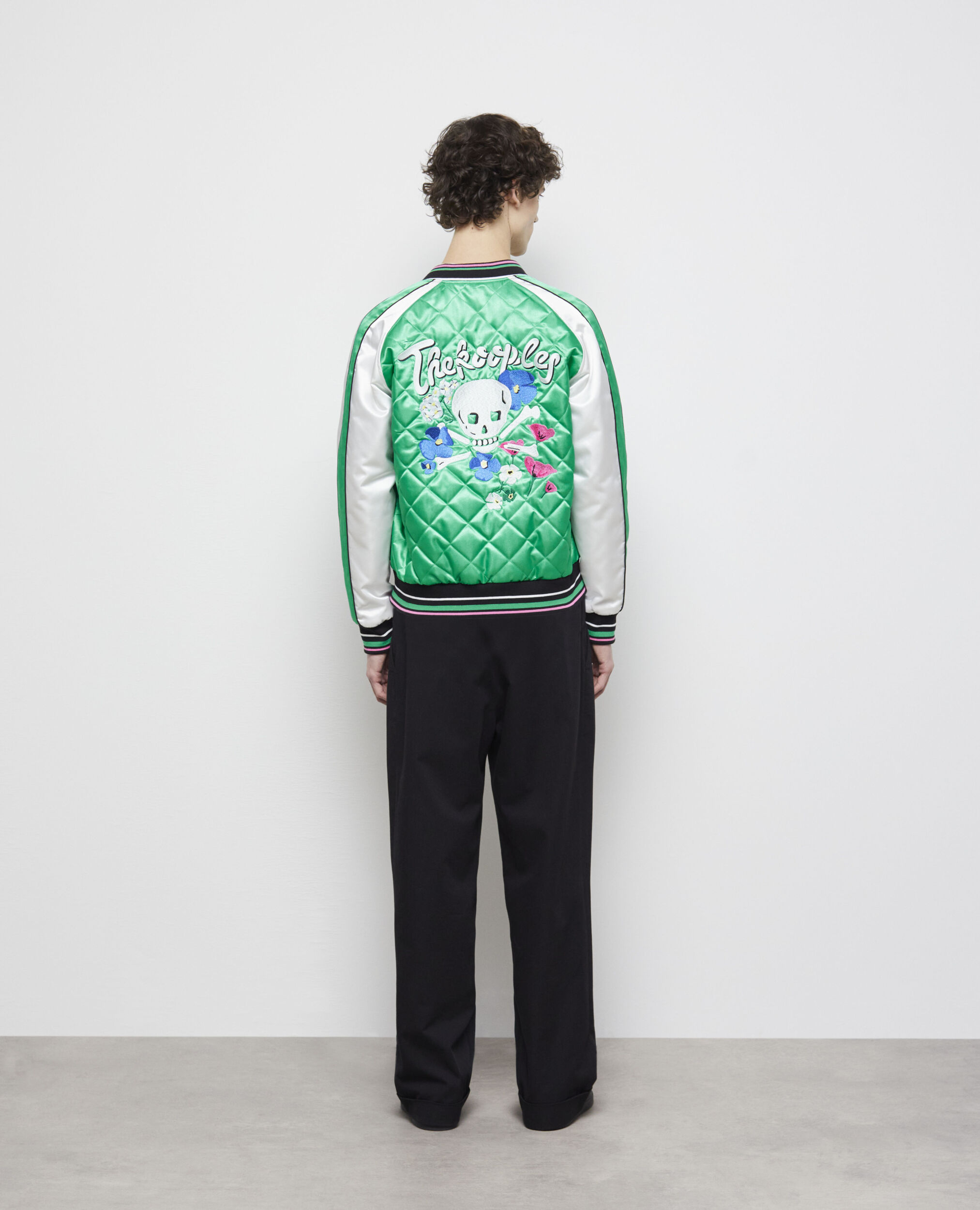 Blouson Teddy bicolore avec broderies