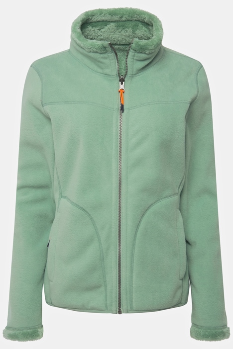 Wende-Jacke, Fleece- und Teddy-Seite, Stehkragen, Langarm