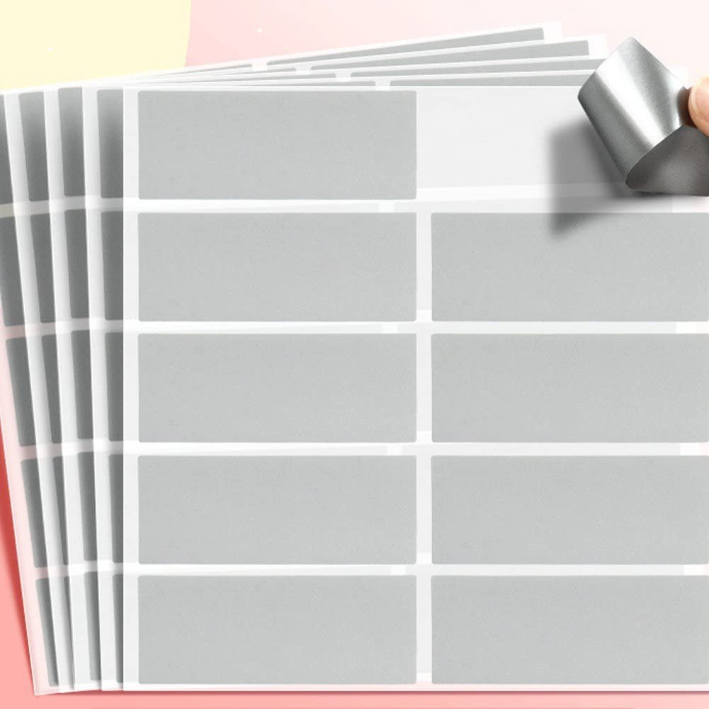 (100er Set) 65x25mm Aufkleber DIY Rubbel Sticker Selbstklebende Scratch Etiketten - Silber