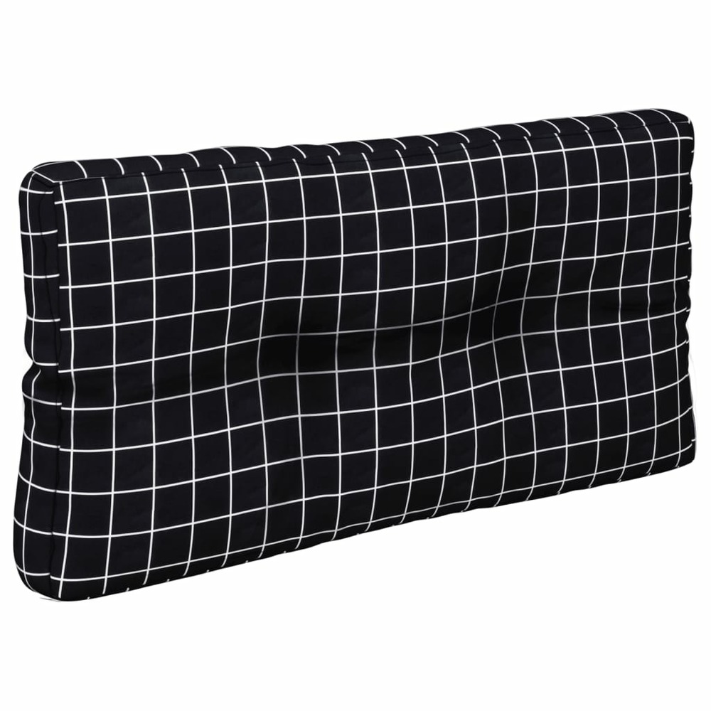 Coussins de palette 2 pcs motif à carreaux noir tissu