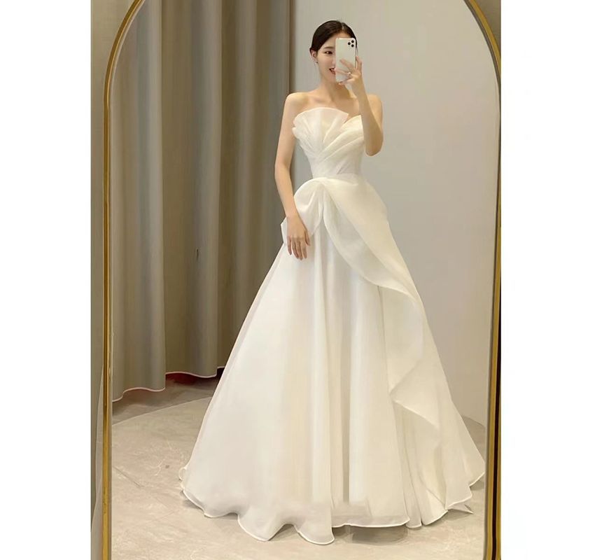 DreesHouse - Strapless A-lijn trouwjurk met smokwerk