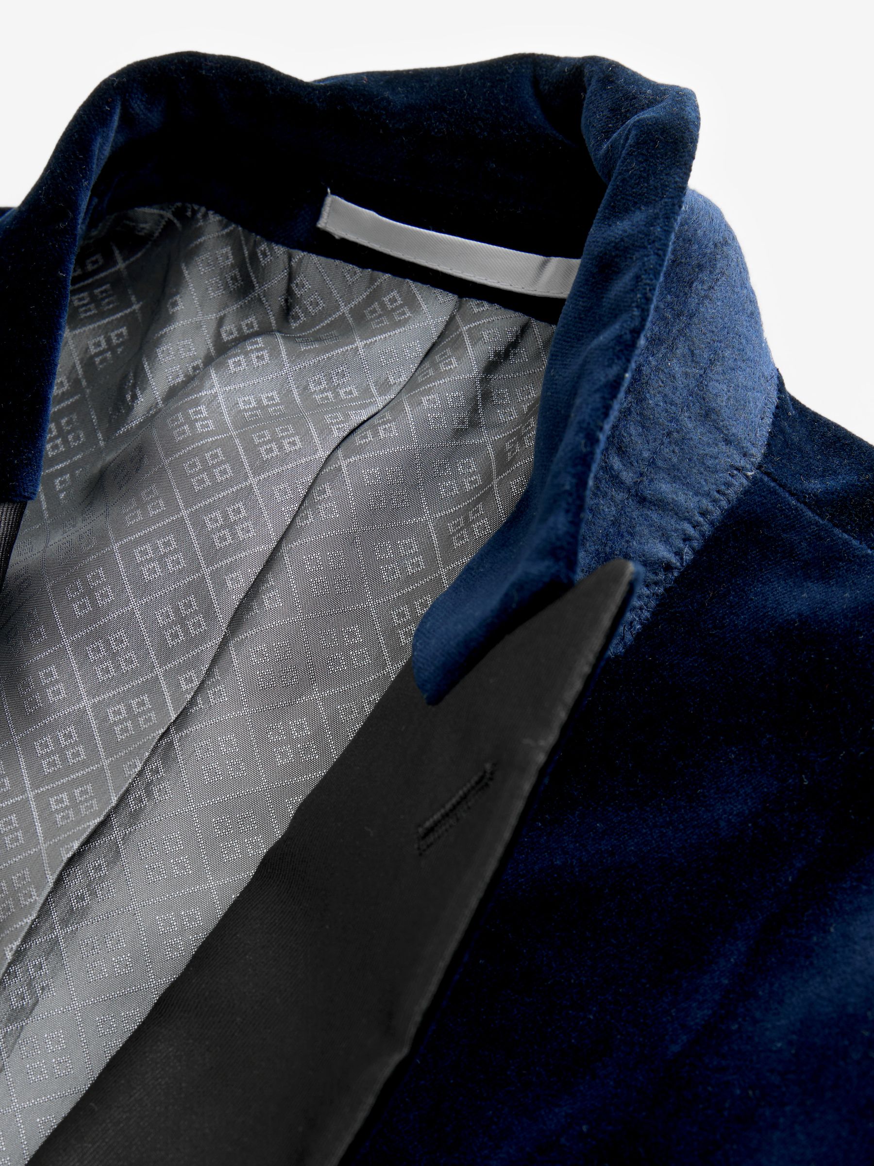 Donkerblauw - Normale Pasvorm - Signature Pontoglio Italiaanse fluwelen blazer