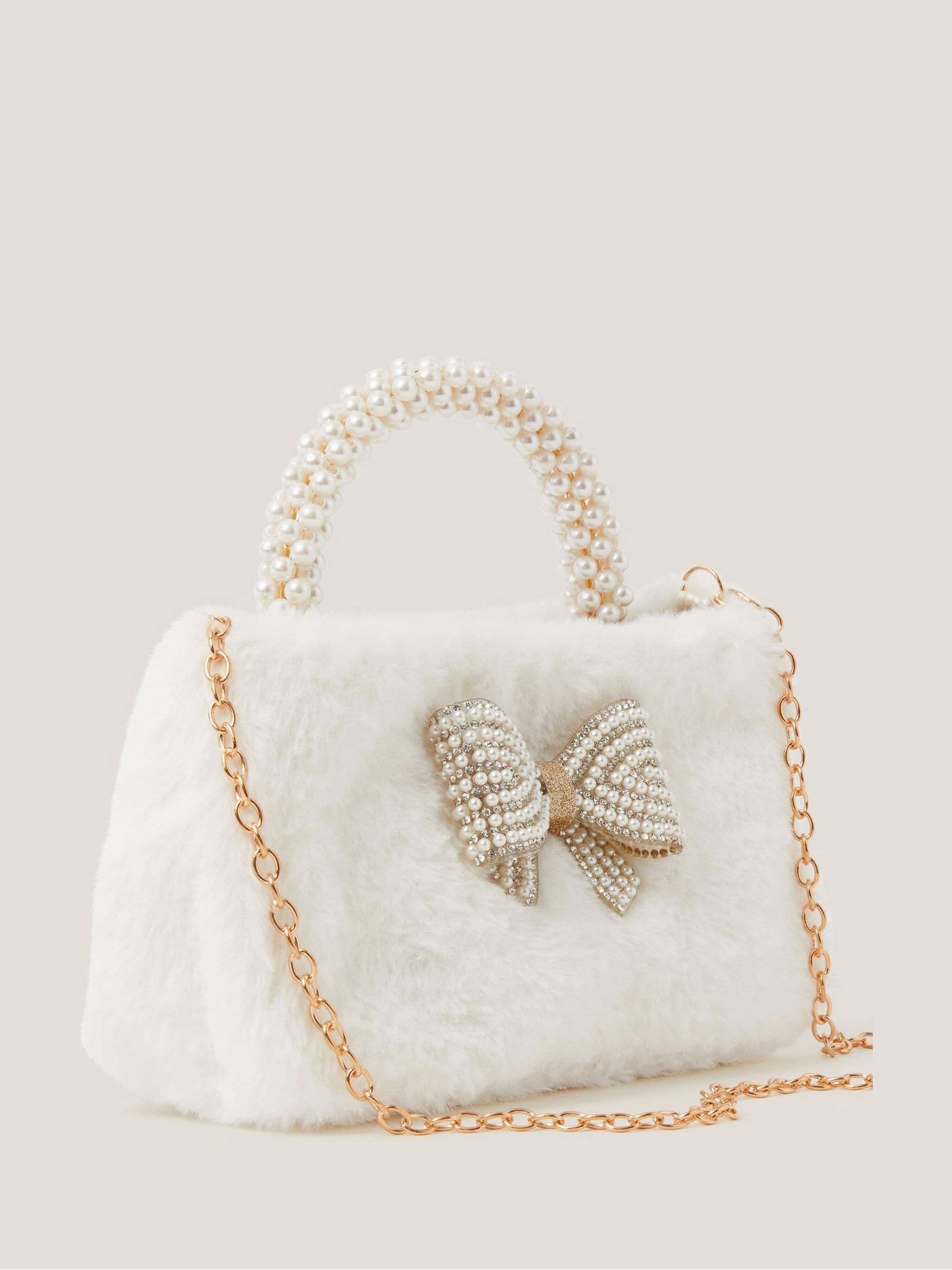 Monsoon Fluffy Pearl Handle Bag