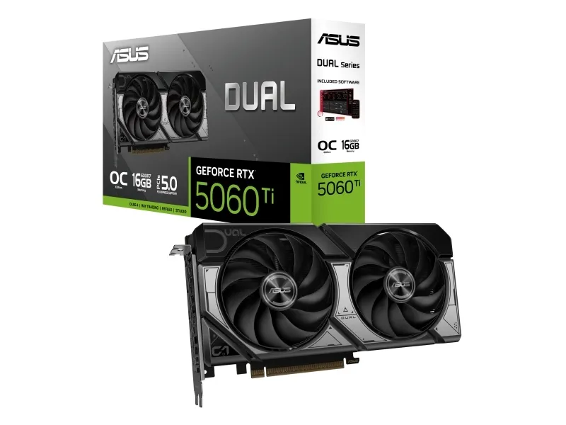 ASUS Dual GeForce RTX 5060 Ti 16GB - OC Edition - grafikkort - GeForce RTX 5060 Ti - 16 GB GDDR7 - PCI Express 5.0 - 3 x DisplayPort, HDMI