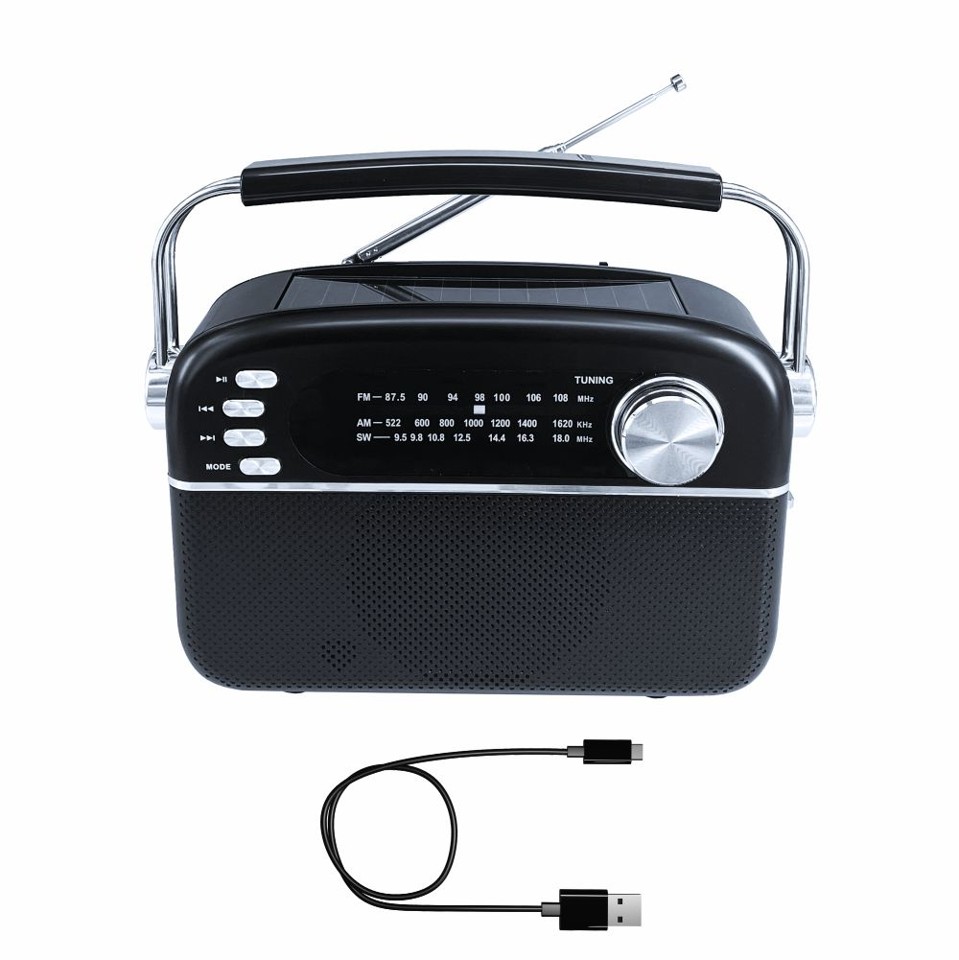 Manta - FM/AW/SW bærbar radio med solpanel