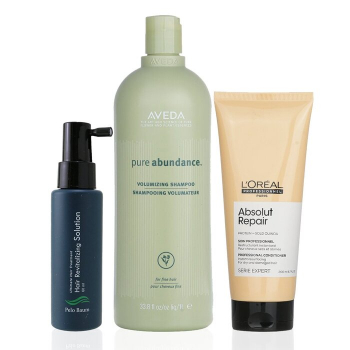 Pelo Baum Pelo Baum Hair Revitalizing Solution 60ml   Aveda Volumizing Shampoo 1000ml   L'Oreal Resurfacing Conditioner 200ml  3pcs