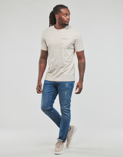 Only & Sons  - ONSROY REG SS SLUB POCKET TEE - Blanc
