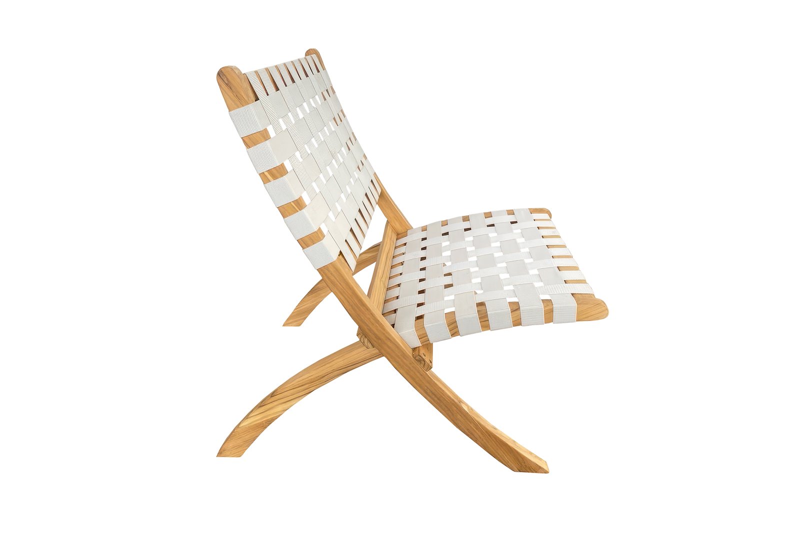 Portefino hageklappstol Heltre oljet teak, med beige tau.