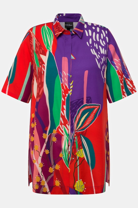 Long-Hemdbluse, Lyocell, Hemdkragen, Halbarm