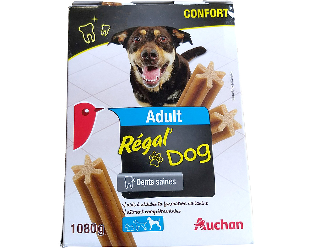 SNACKS PARA CÃO AUCHAN PORTE GRANDE ADULTO RÉGAL' DOG DENTAL 1080G