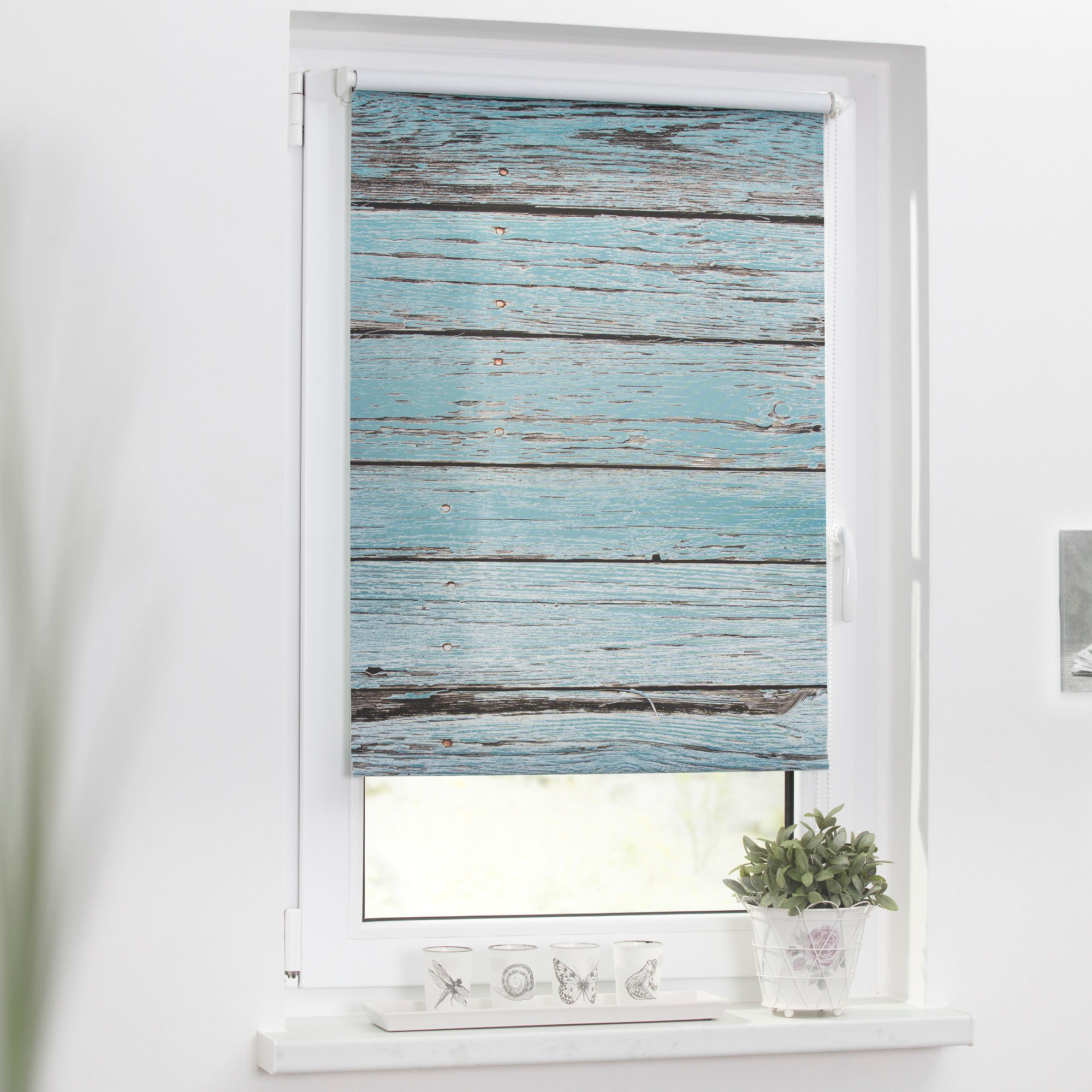 LICHTBLICK ORIGINAL Seitenzugrollo »Klemmfix Motiv Bretter Vintage« Lichtschutz ohne Bohren freihängend bedruckt