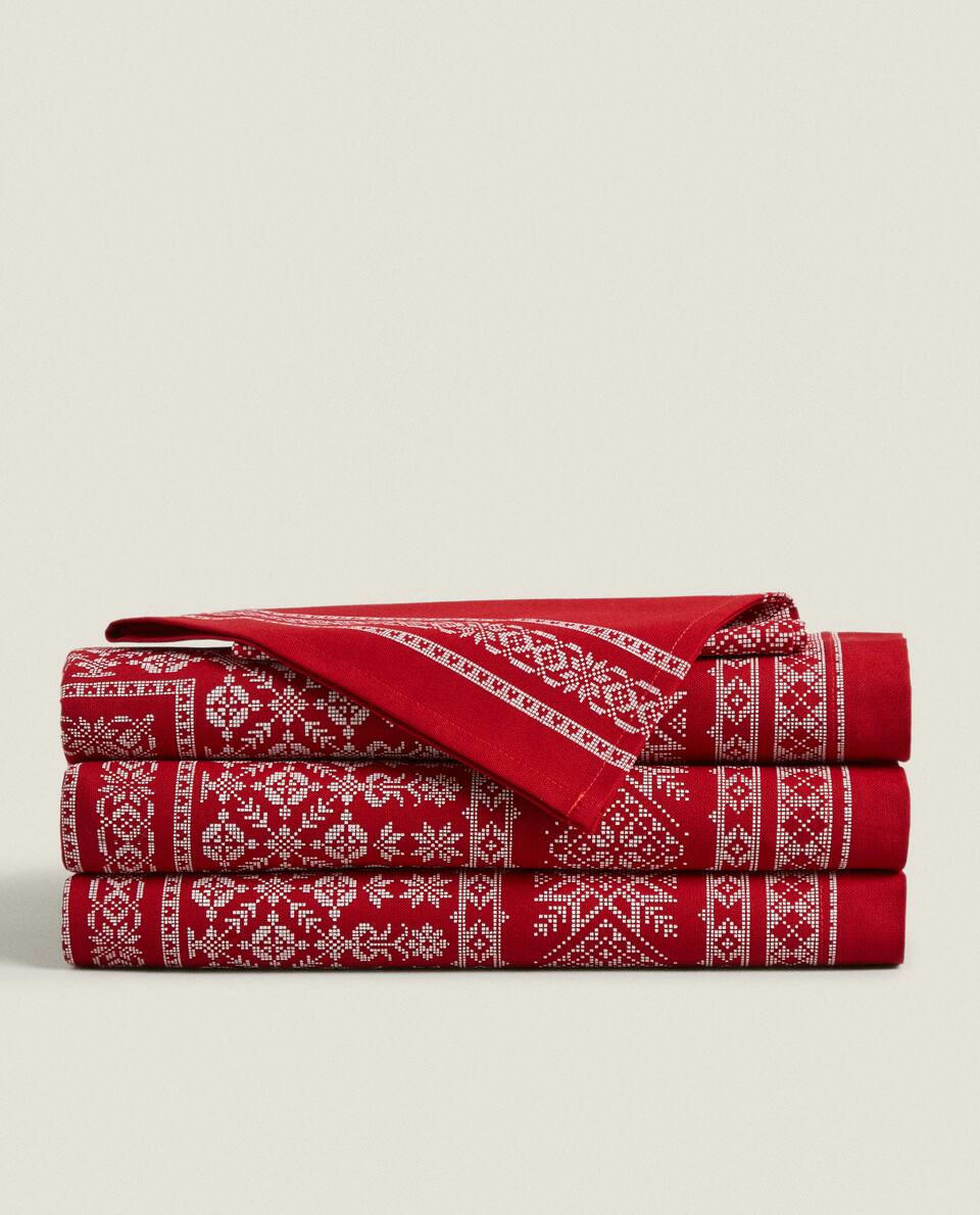 TOALHA DE MESA DE NATAL EM ALGODÃO COM BORDA