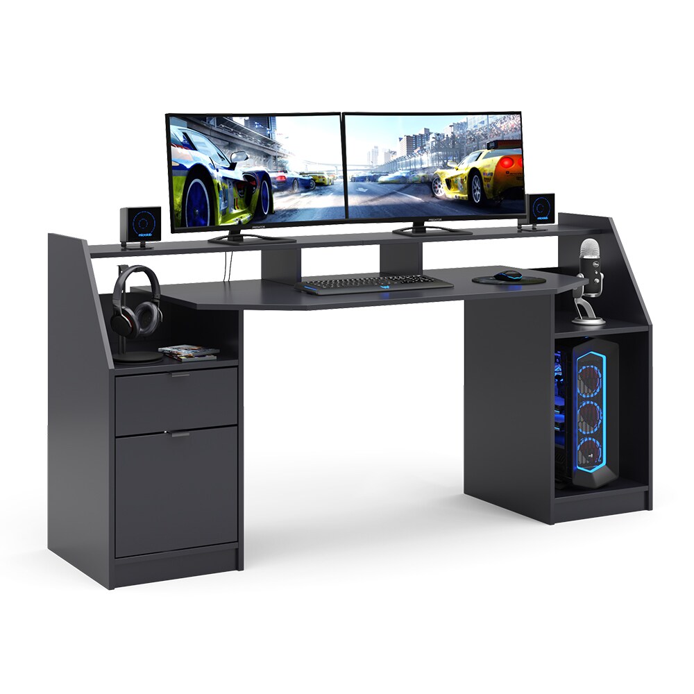 Vicco Computertisch Joel Groß PC-Tisch Schwarz Gamingtisch Schreibtisch Büromöbel
