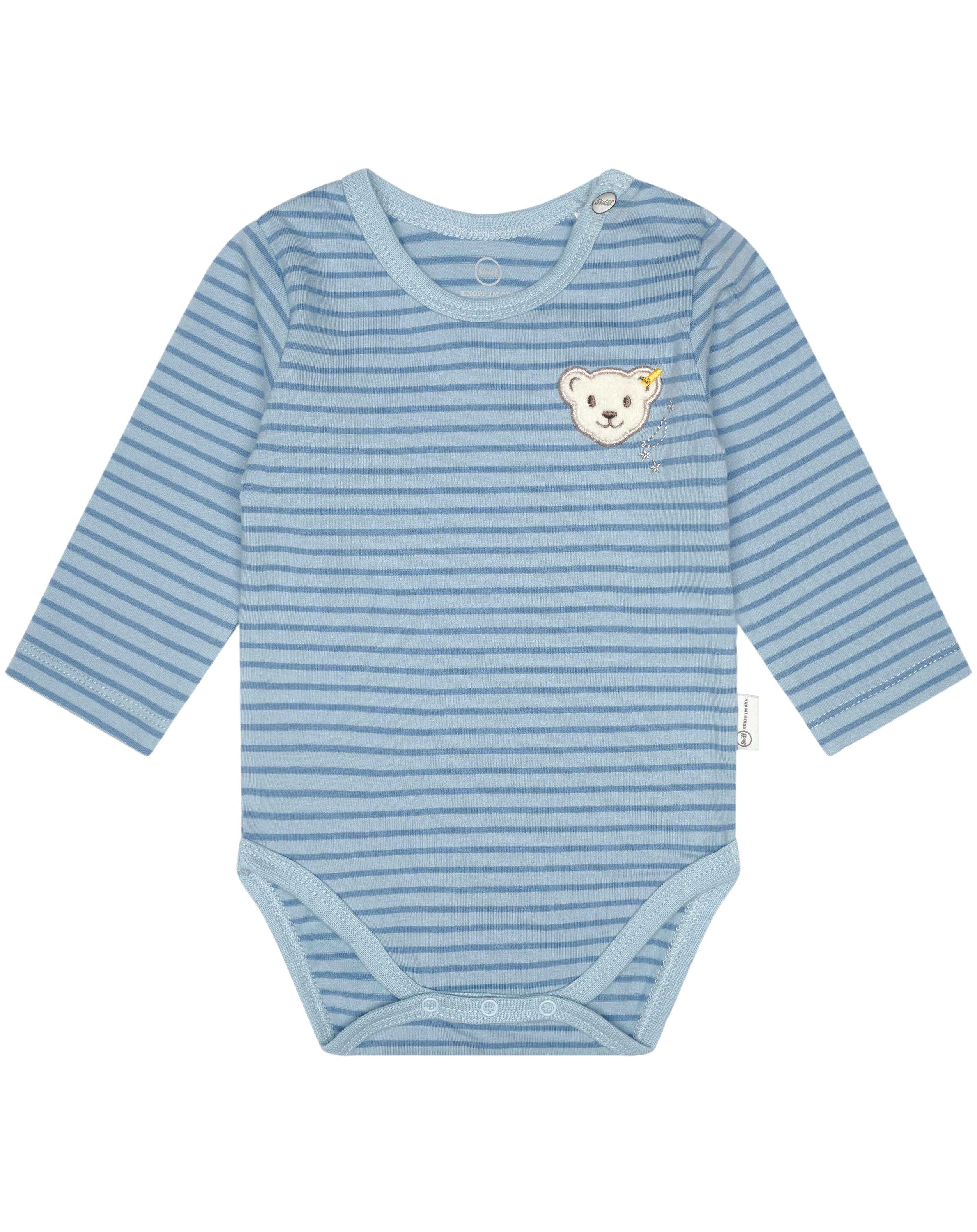 Langarm-Body SAGA geringelt in celestial blue