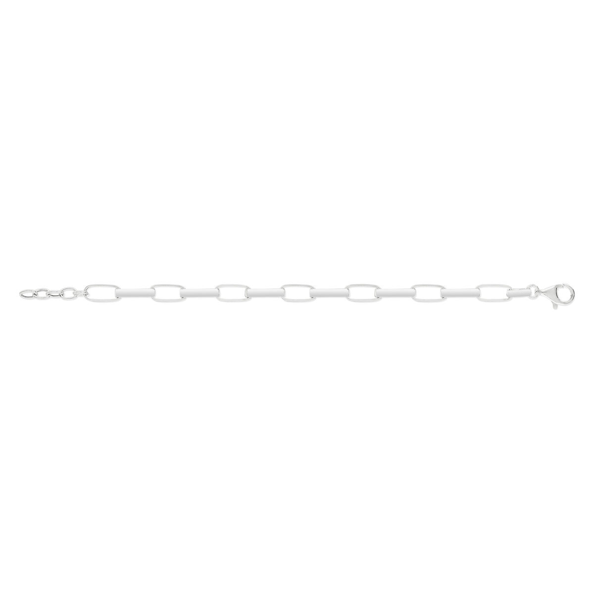 Bracelet argent 925, mailles rectangulaires 21 cm.