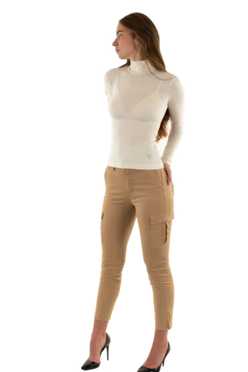 Tee shirt manches longues guess jeans anita g012 cream white