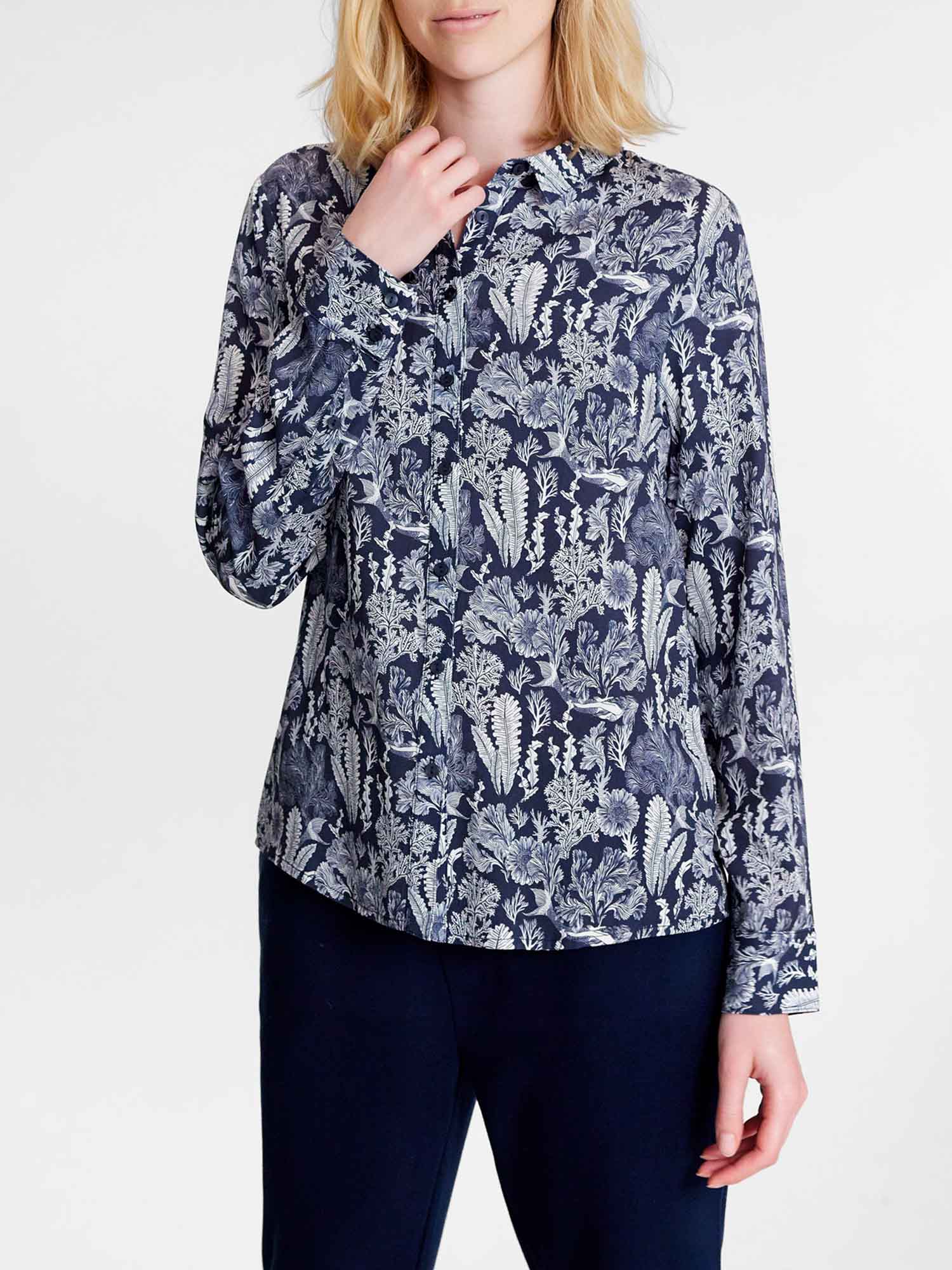 Chemise Femme A Motif Nautique Marine