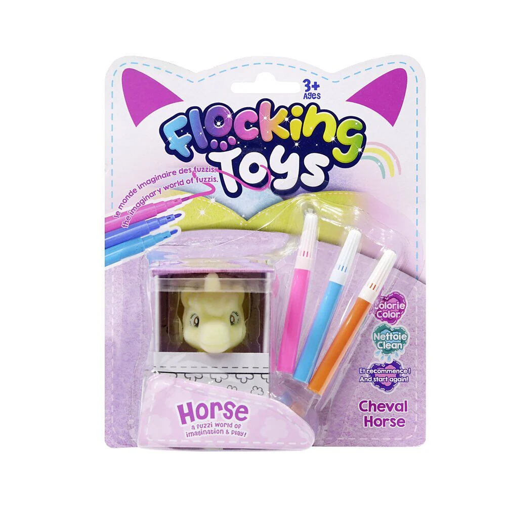 Figurine licorne en papier à colorier avec 3 feutres H6,4cm