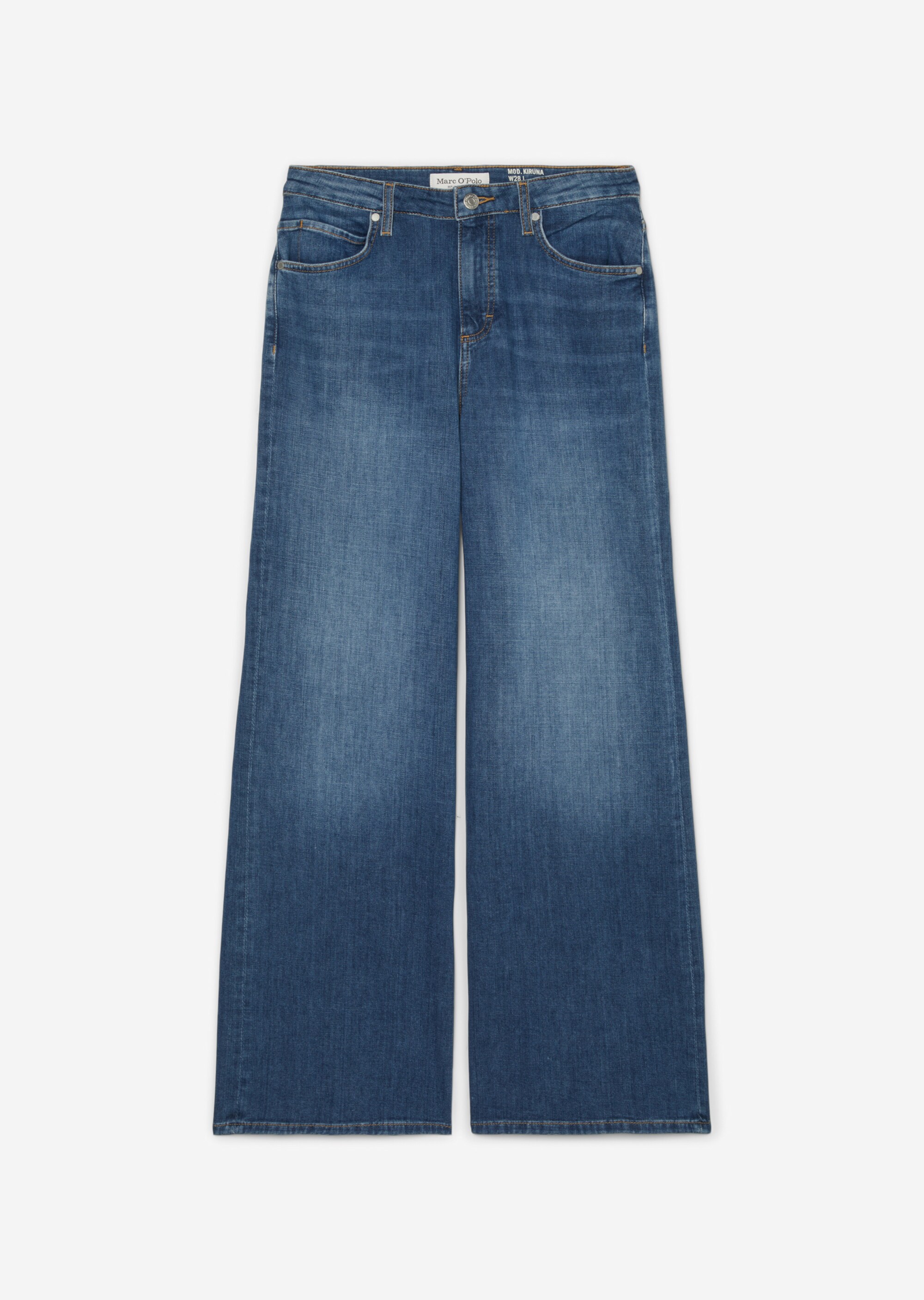Ausgestellte High Waist Jeansaus Cashmere Touch Denim