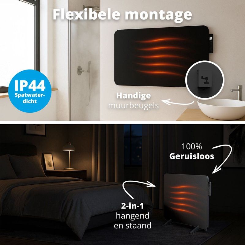FlinQ - Slimme Infrarood Heater - Zwart - Energiezuinige Verwarming