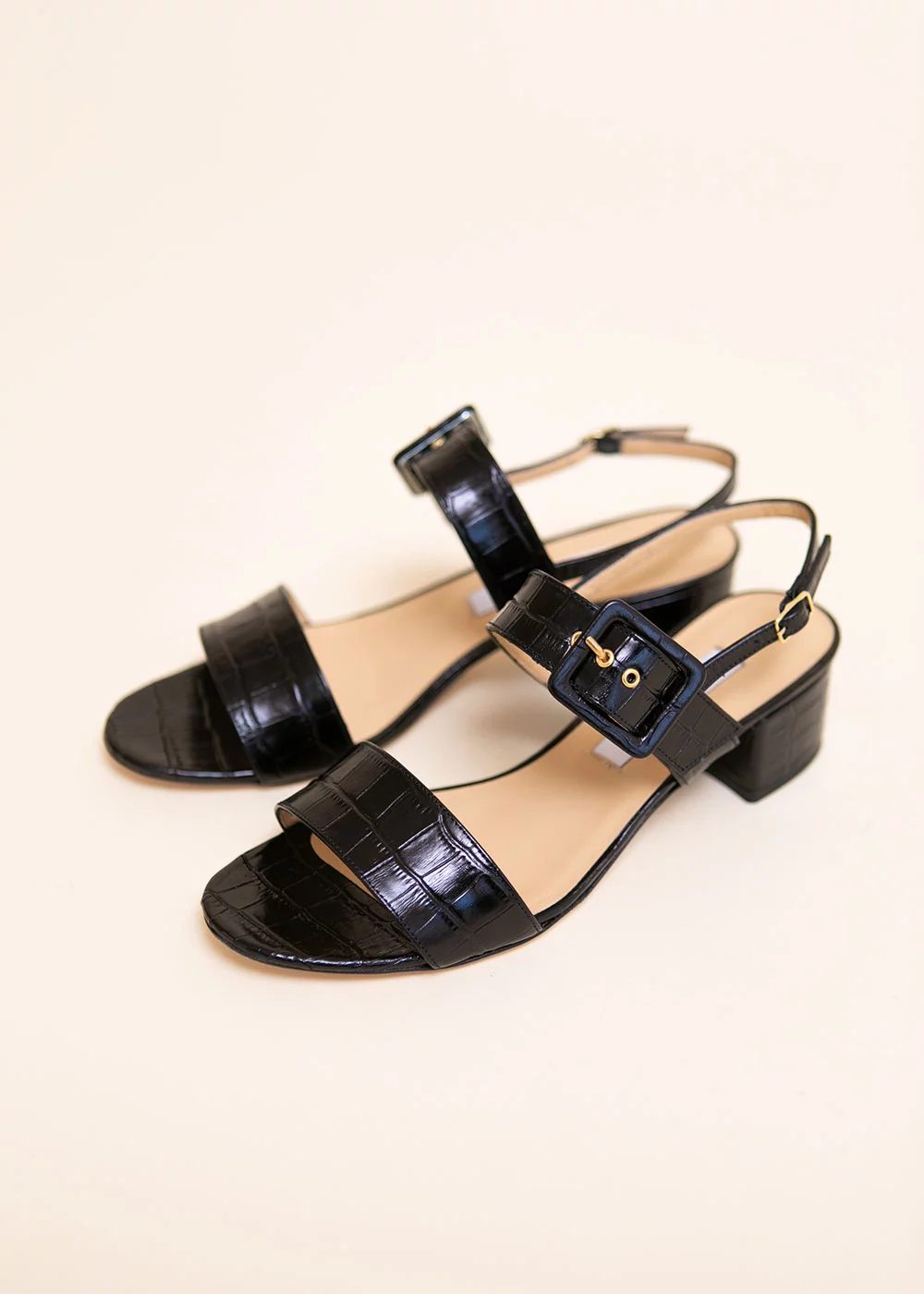 SANDALE NEWTON CROCO NOIR