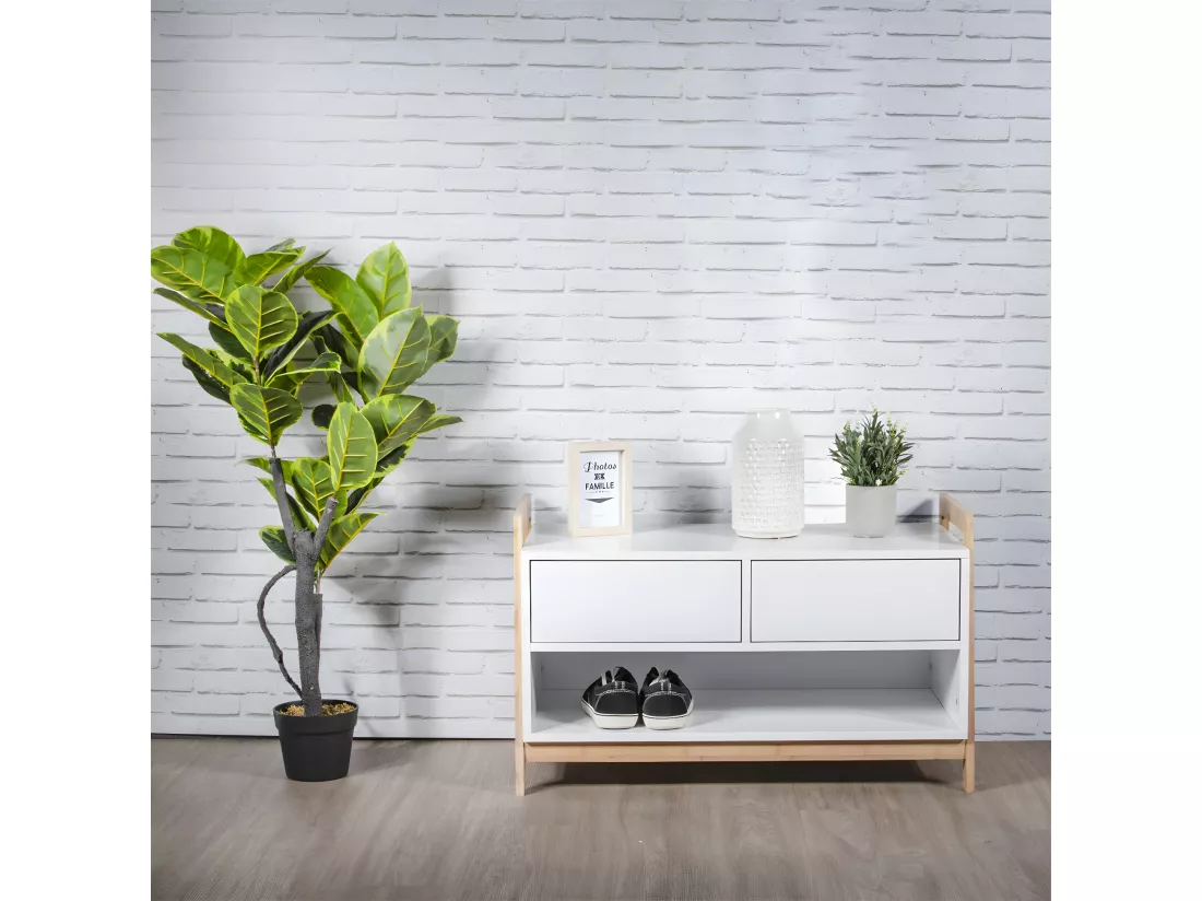 TARNBY - Meuble de Rangement Naturel et Blanc