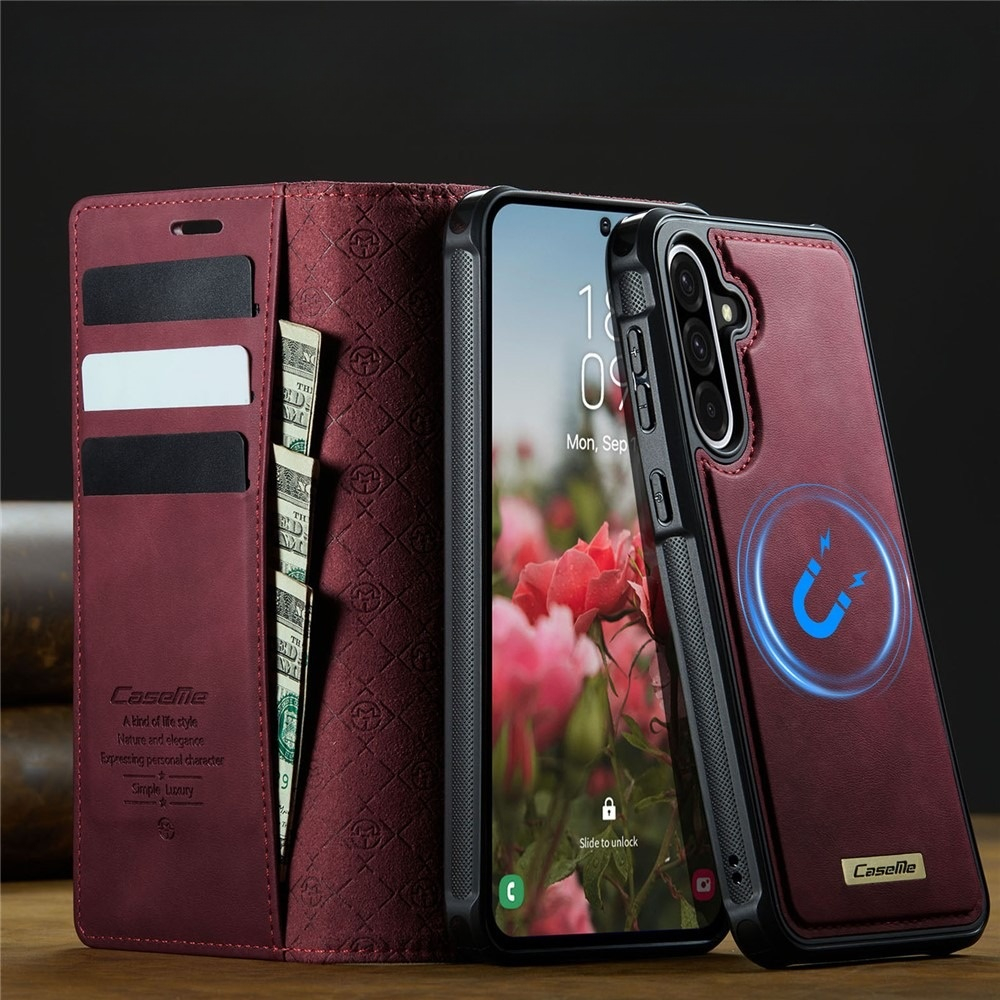 Samsung Galaxy A56 2in1 Leder Tasche   Magnet Hardcase Karten Etui MagSafe-Modul (RFID Schutz) - Rot