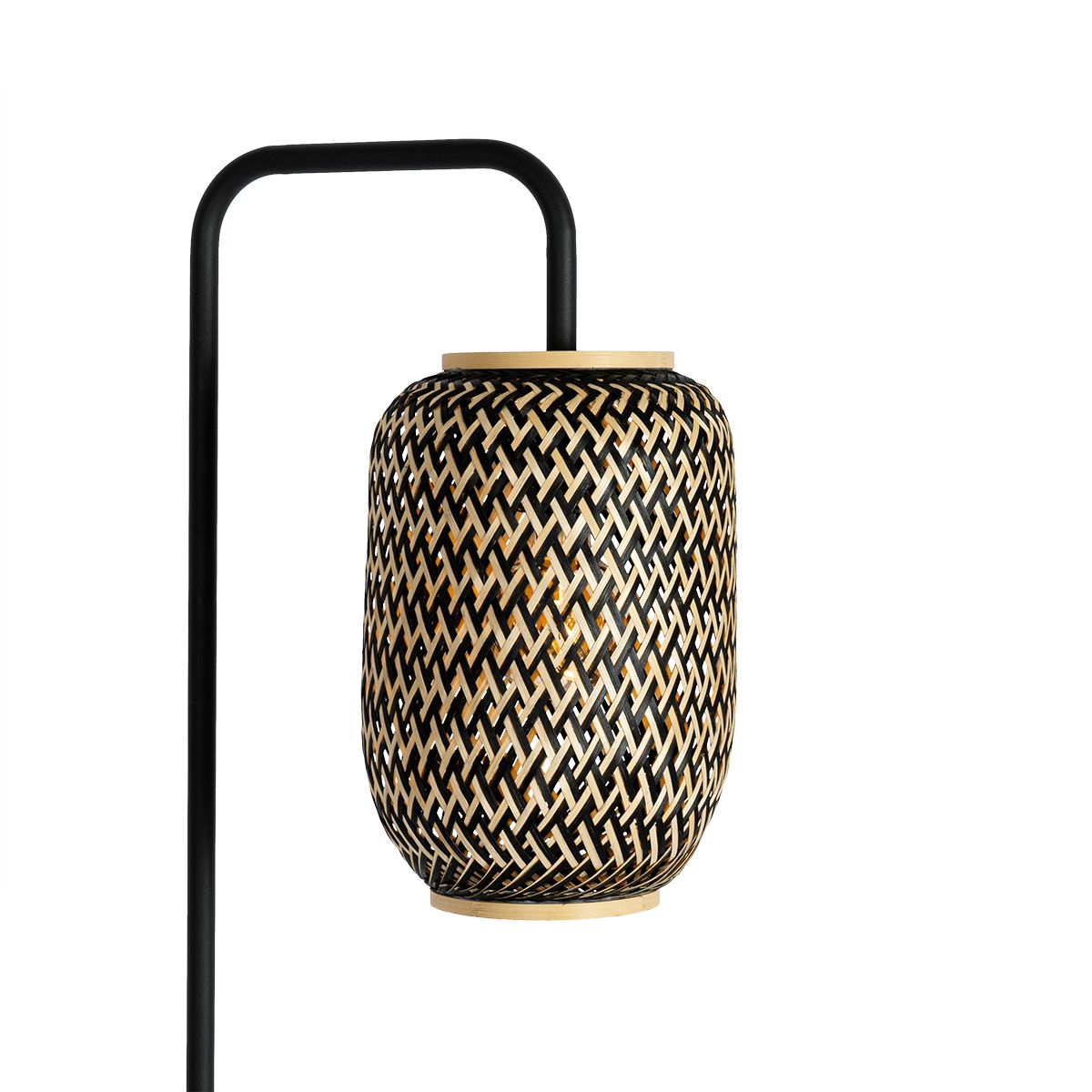 Oosterse vloerlamp bamboe met zwart - Yvonne